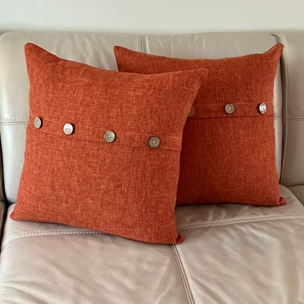 Decorative Throw Pillow Covers Cases Cottage Farmhouse Accent Fall Decor Orange